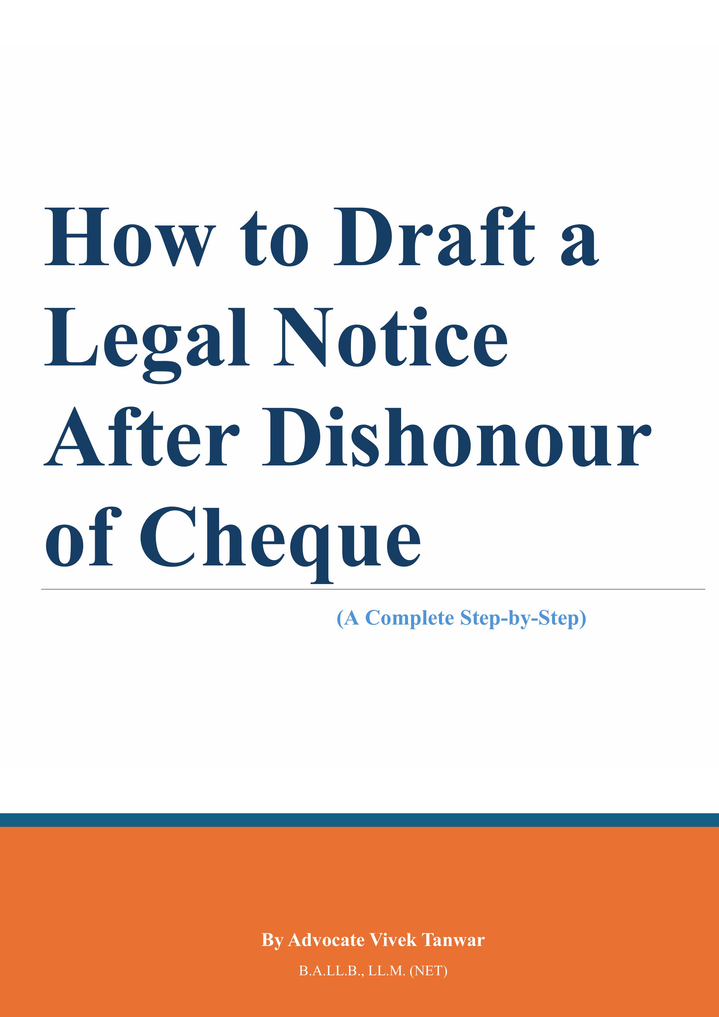 How to Draft legal notice after dishonour of cheque - Cover